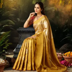 Blue Floral Jaal Meenakari Jacquard Silk Saree (Samudrika Pattu)