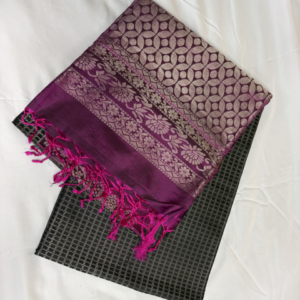 Handloom Jacquard Soft Silk Saree (Black With Pink Combo)